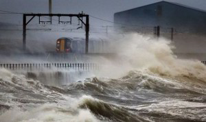 train in storm