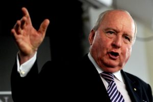 Radio broadcaster Alan Jones speaking at the National Press Club in Canberra, Wednesday, Oct. 19, 2011. Jones said food security was the biggest issue facing Australia's future. (AAP Image/Alan Porritt) NO ARCHIVING