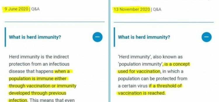 WHO definition of herd immunity changed for the ‘Great Reset,’ the vaccination mandate