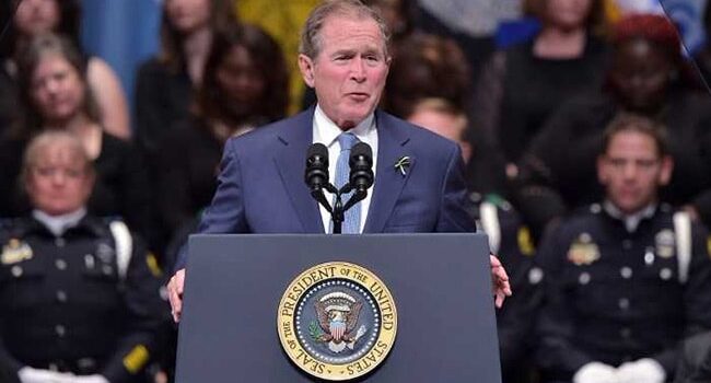 George Bush alludes to the terrorist attacks of 9/11 to US domestic violence.